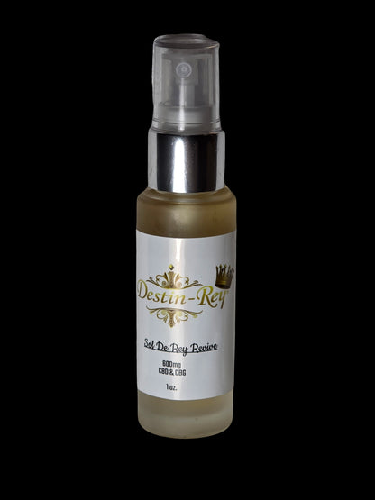 Destin Rey’s Skin Mist Revive Clear bottle